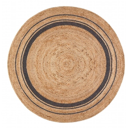 Work-Of-Art 4 ft. Round Kerala Mist Jute Hand Braided Rug - Tan, Gold & Blue WO2521498